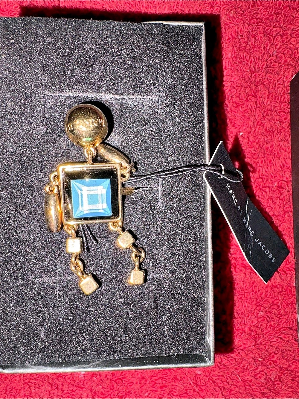 Marc Jacobs Robot Brooch Gold & Blue NWT